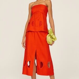 Tanya Taylor Orange Skirt and Top Set